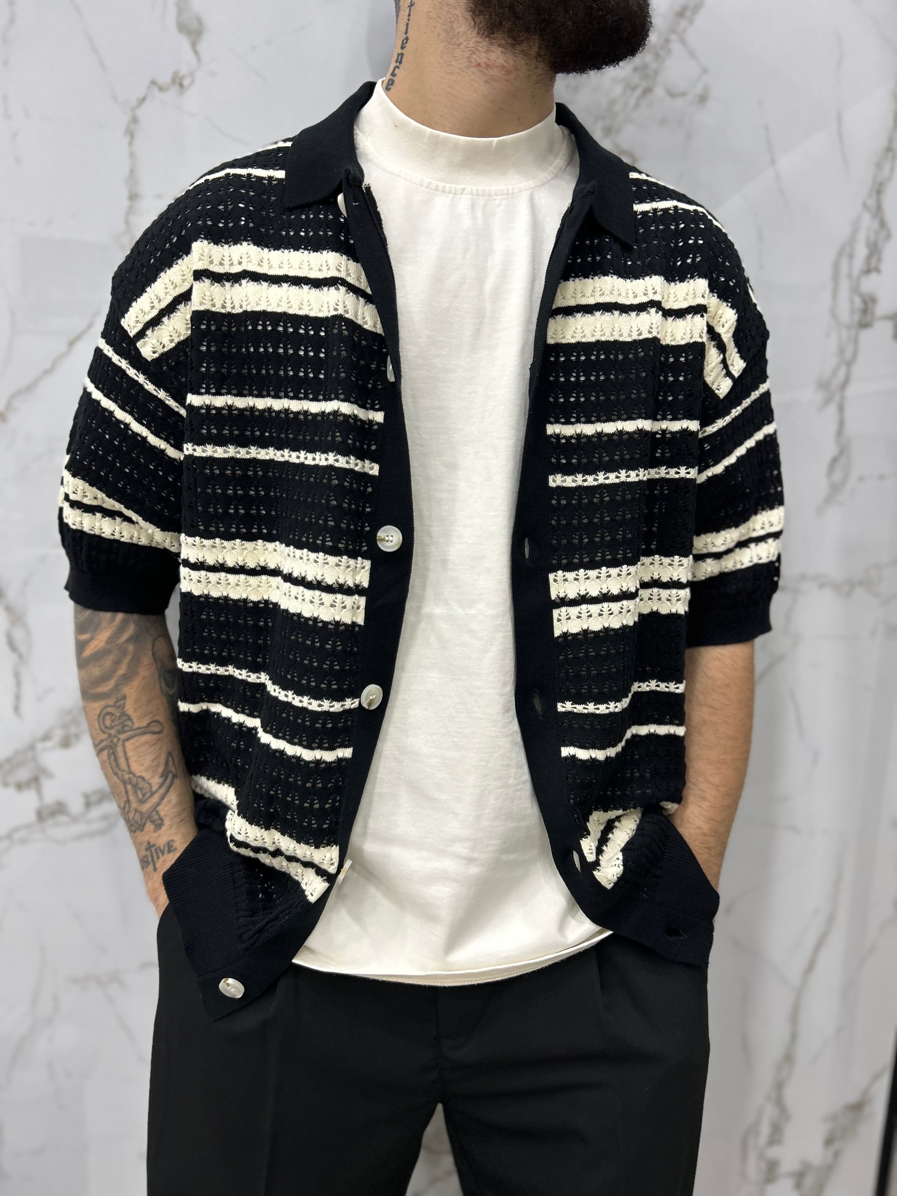 CARDIGAN TRAFORATO A FASCIA