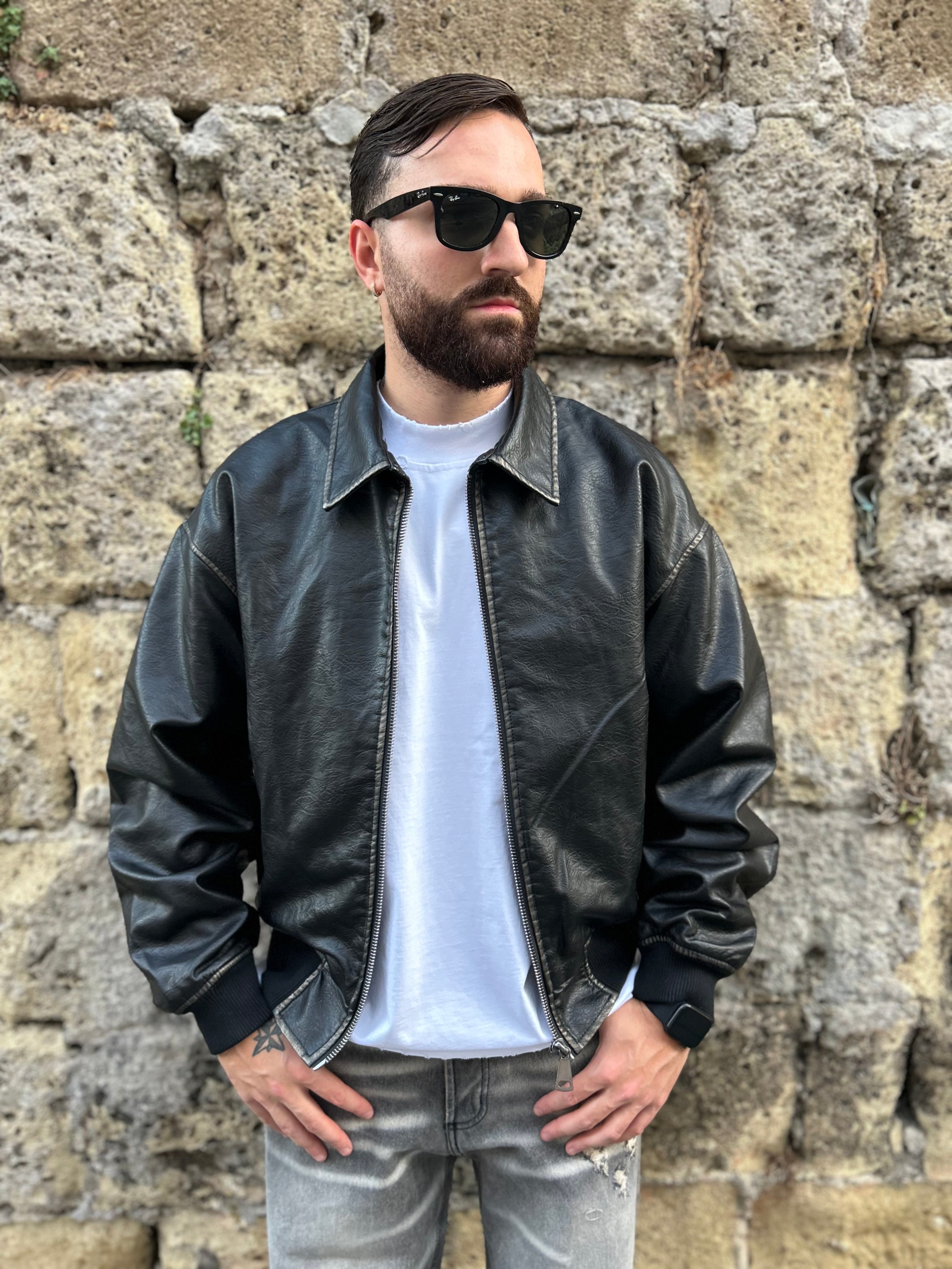 JACKET IN ECOPELLE EFFETTO VINTAGE