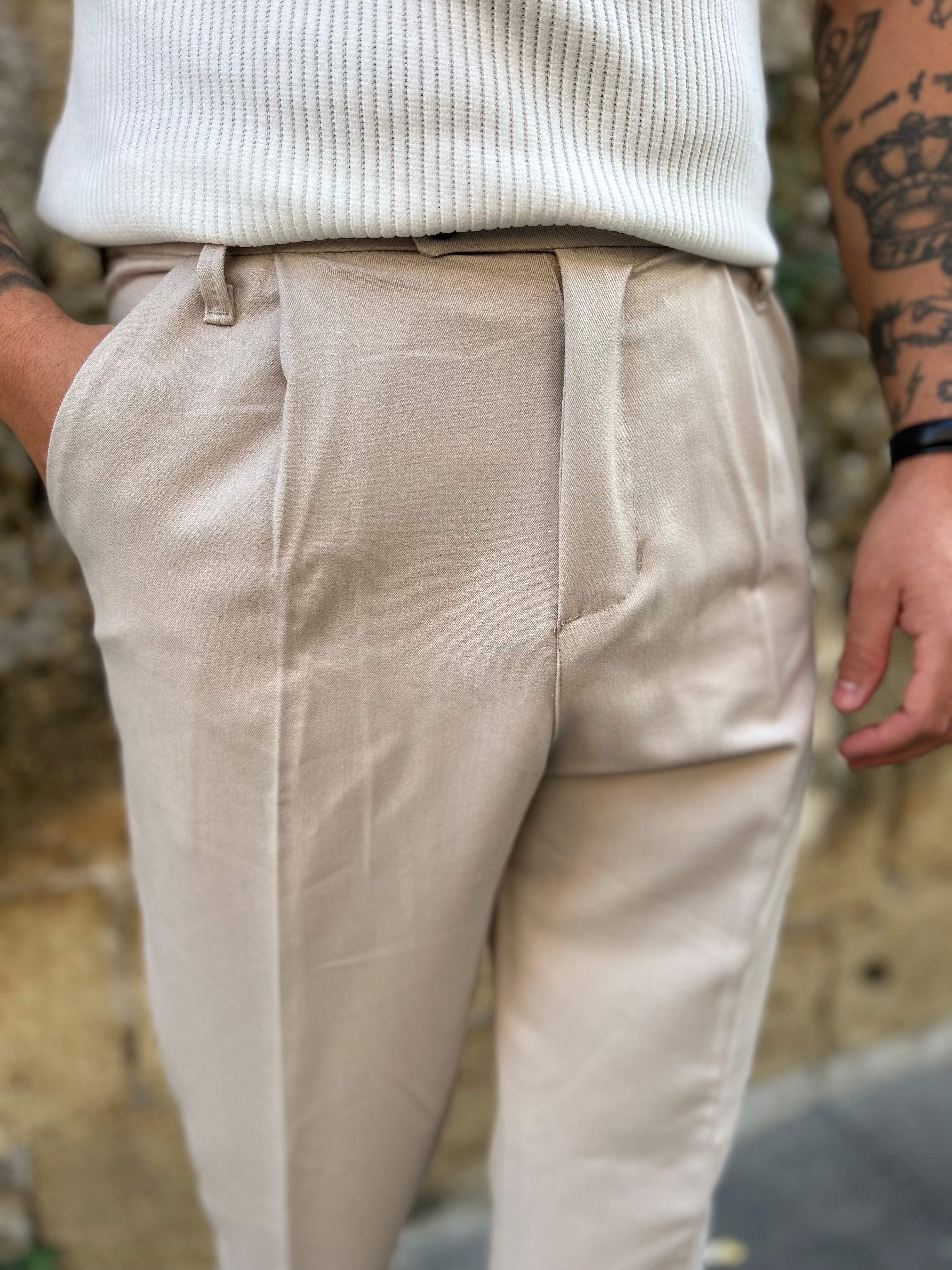 Pantalone Fondo Ampio Crema