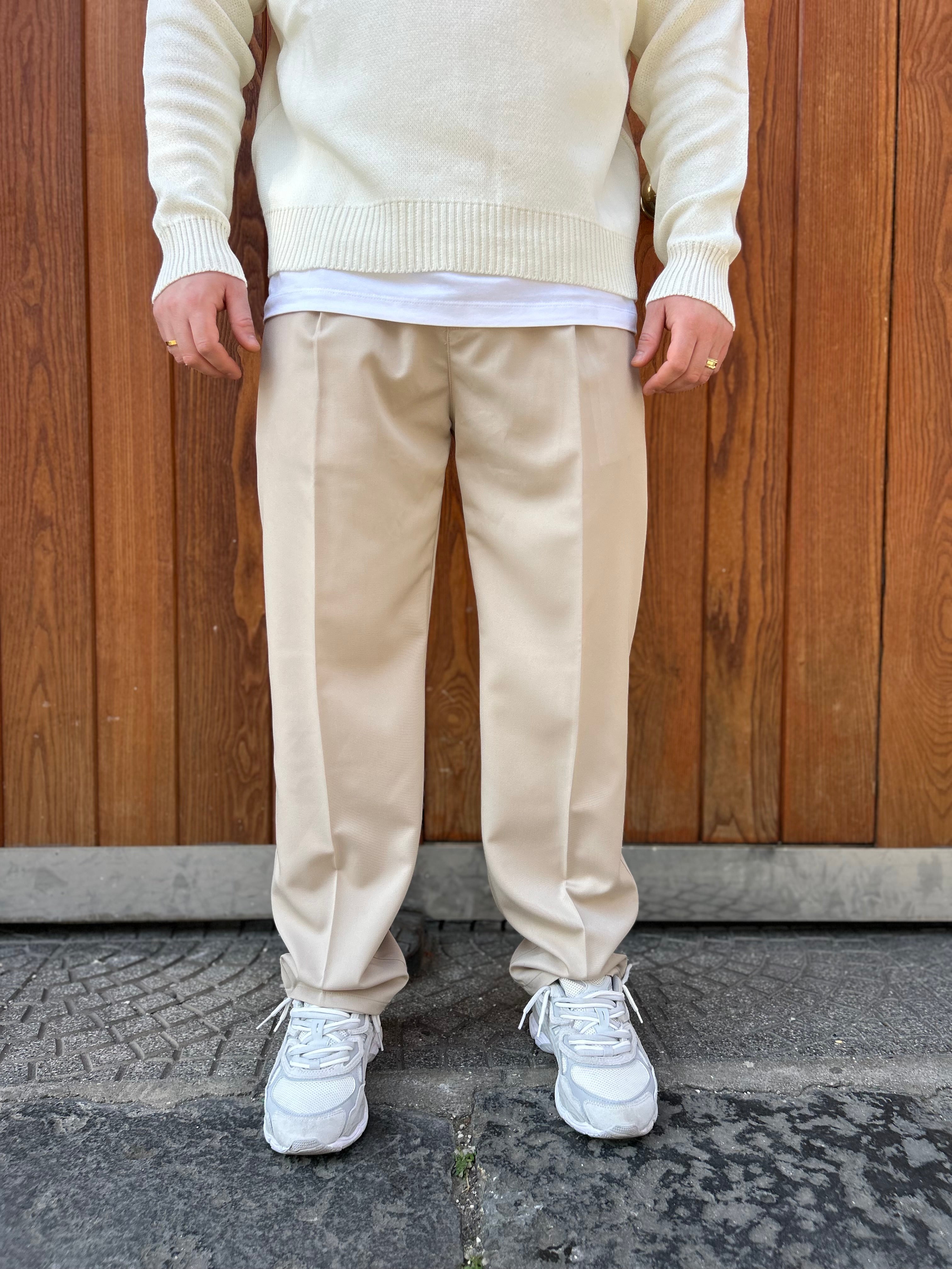 Pantalone Fondo Ampio Beige