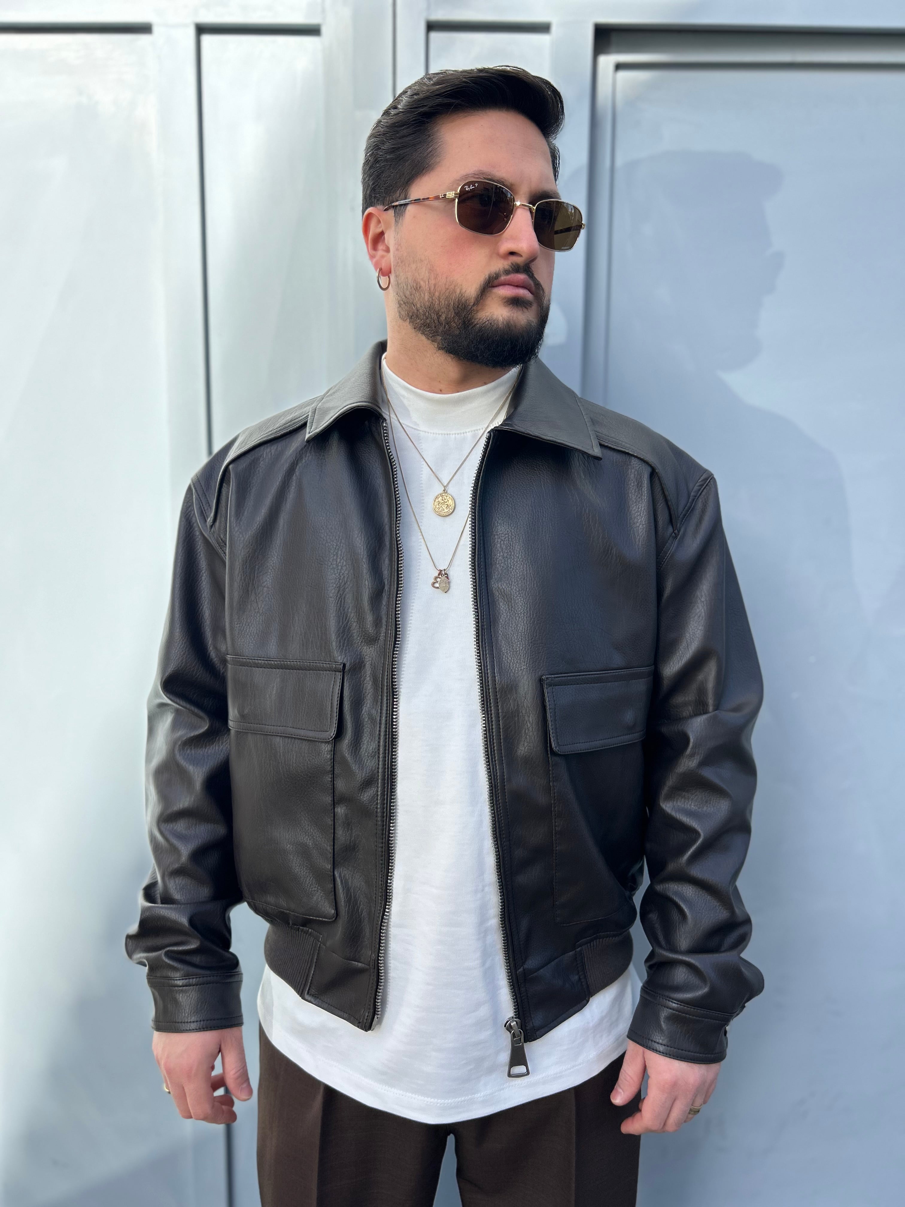 JACKET IN ECOPELLE MORO