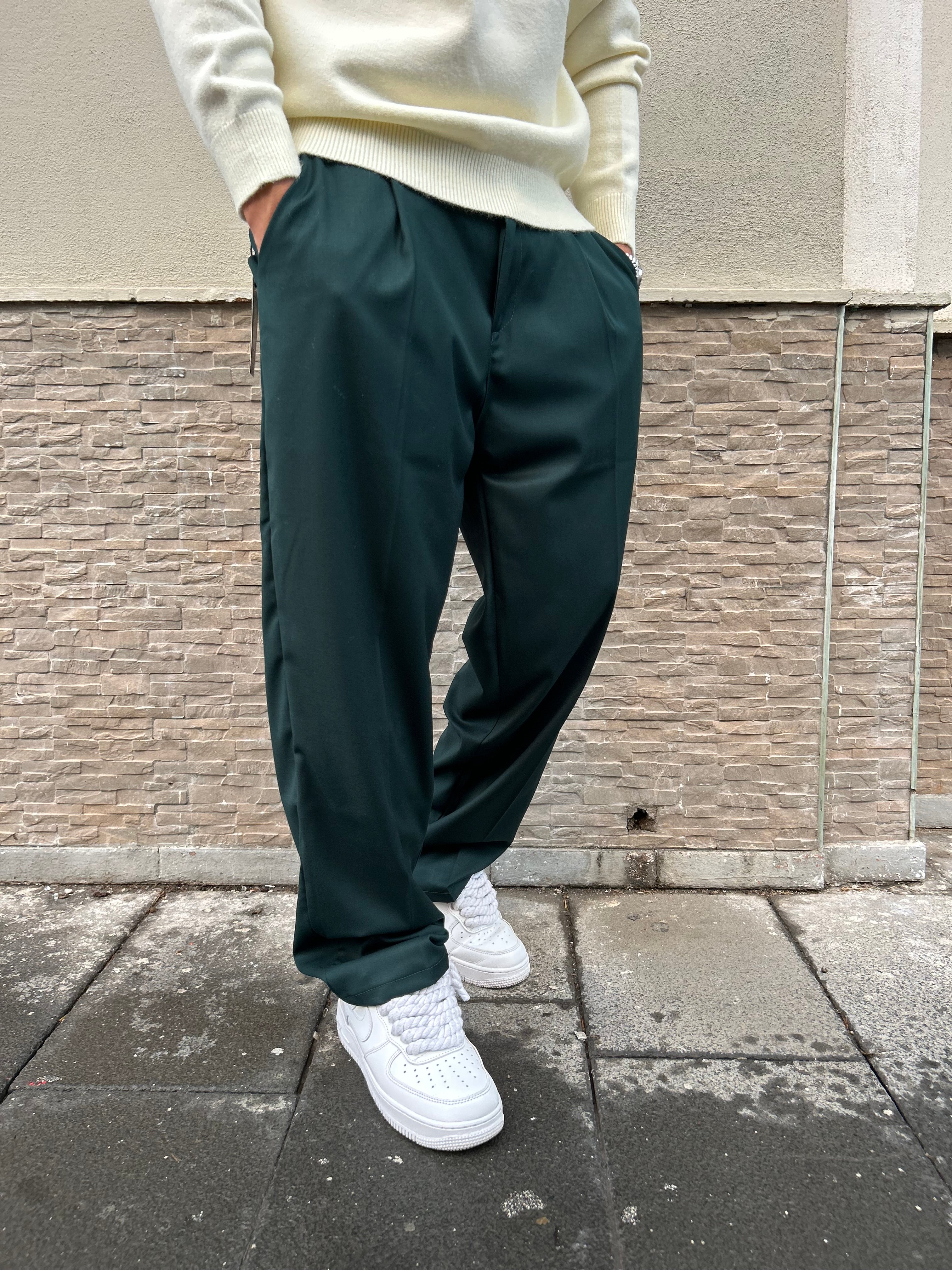 Pantalone Fondo Ampio Verde Gucci