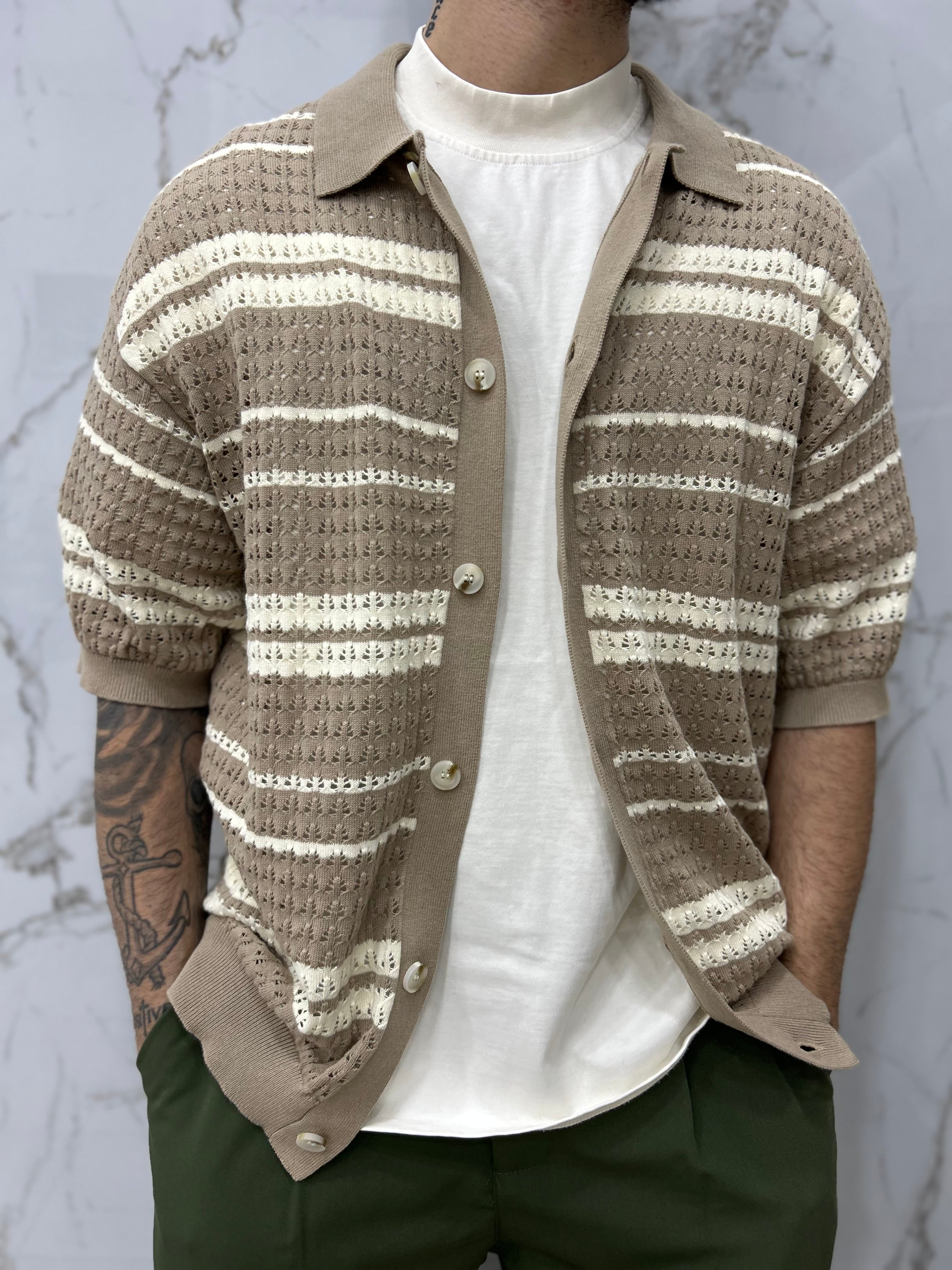 CARDIGAN TRAFORATO A FASCIA