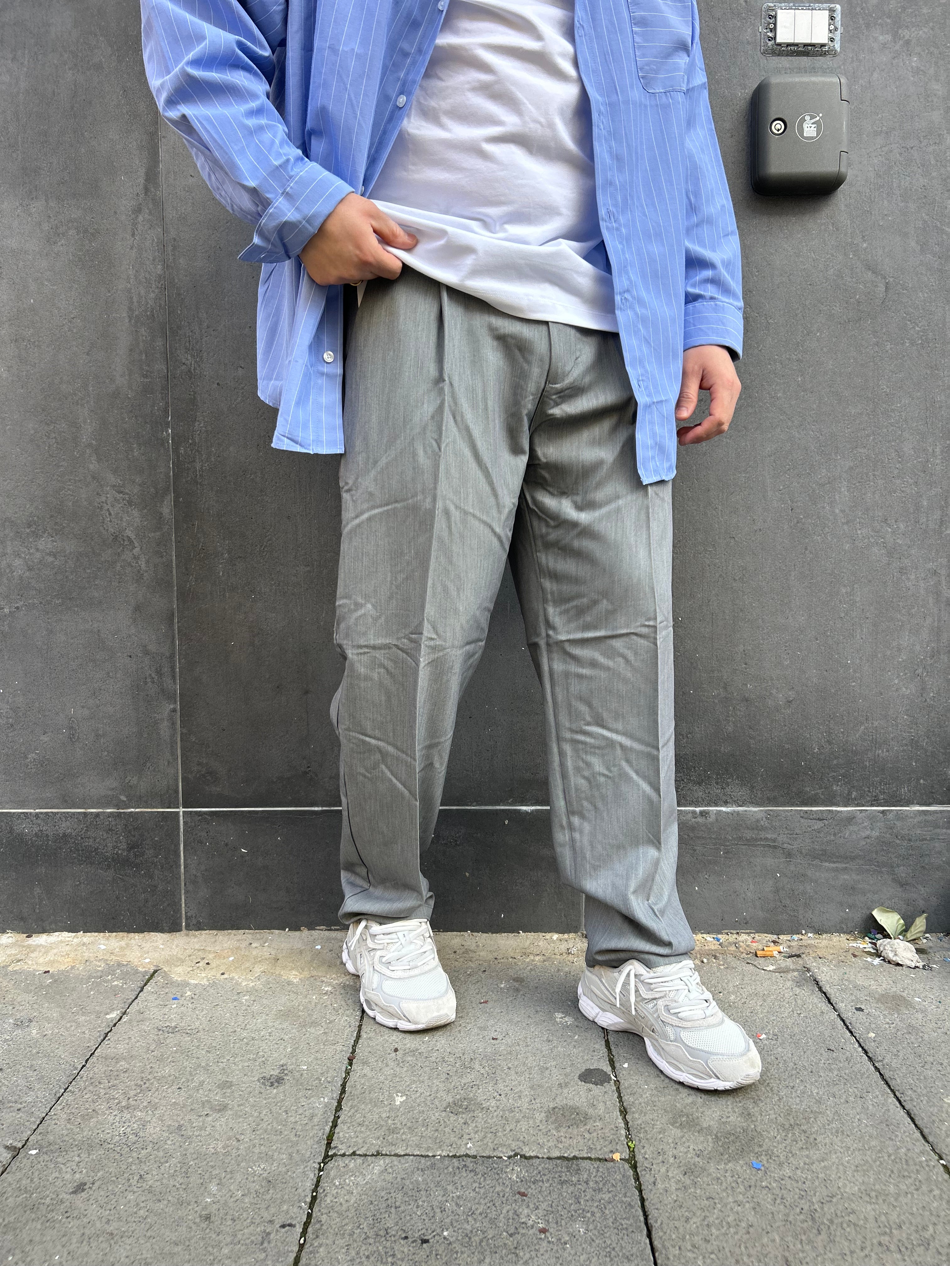 Pantalone Fondo Ampio Grigio