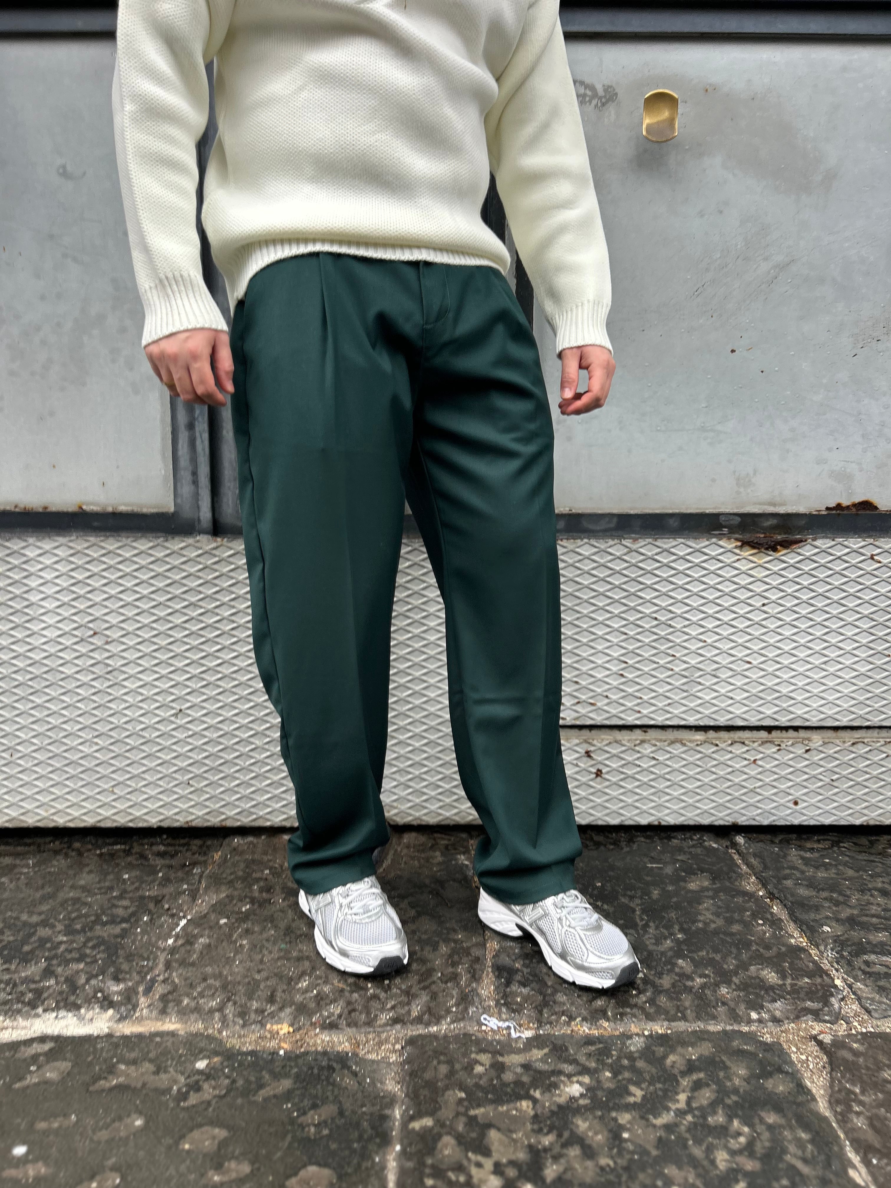Pantalone Fondo Ampio Verde Gucci