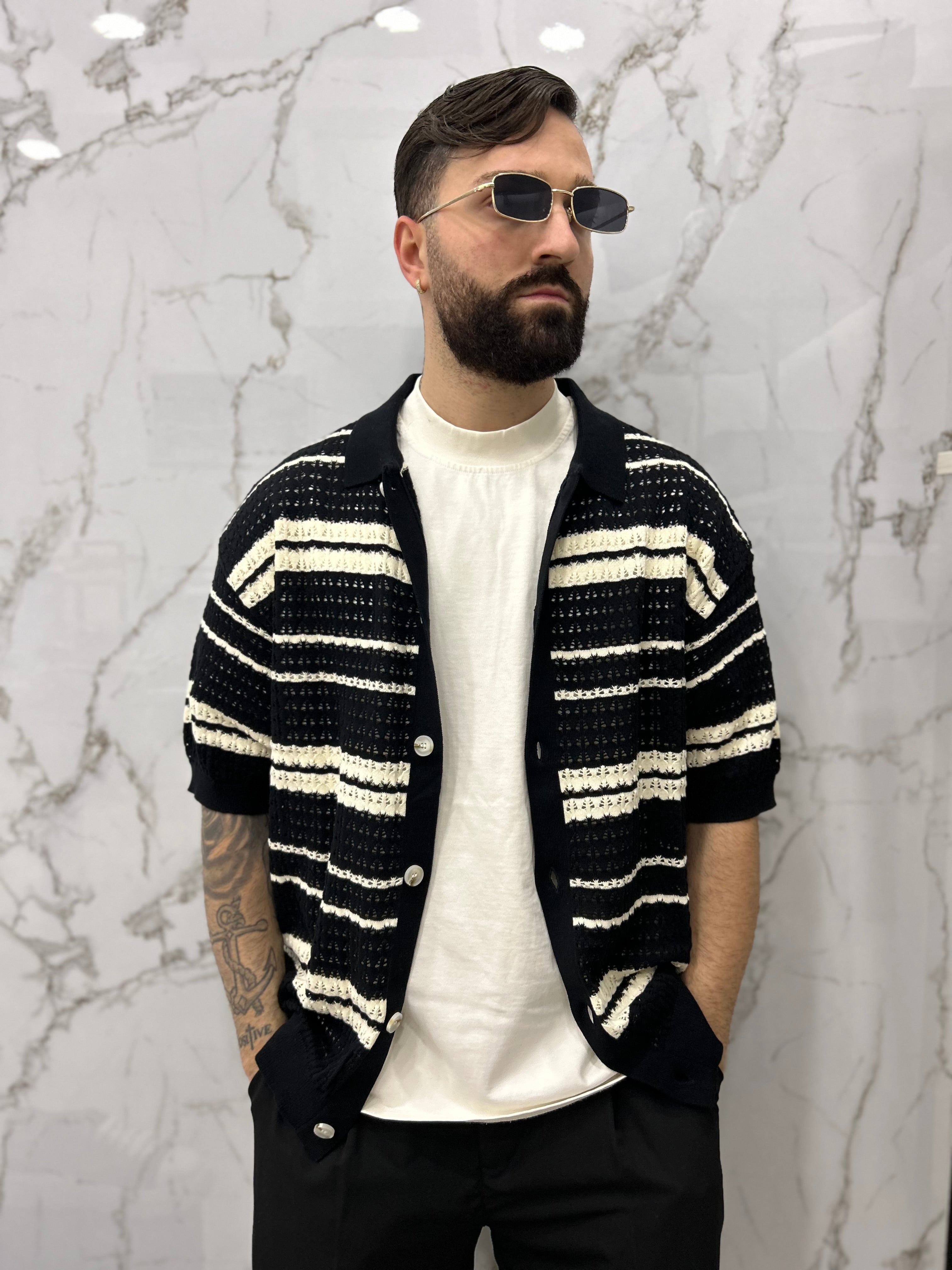 CARDIGAN TRAFORATO A FASCIA