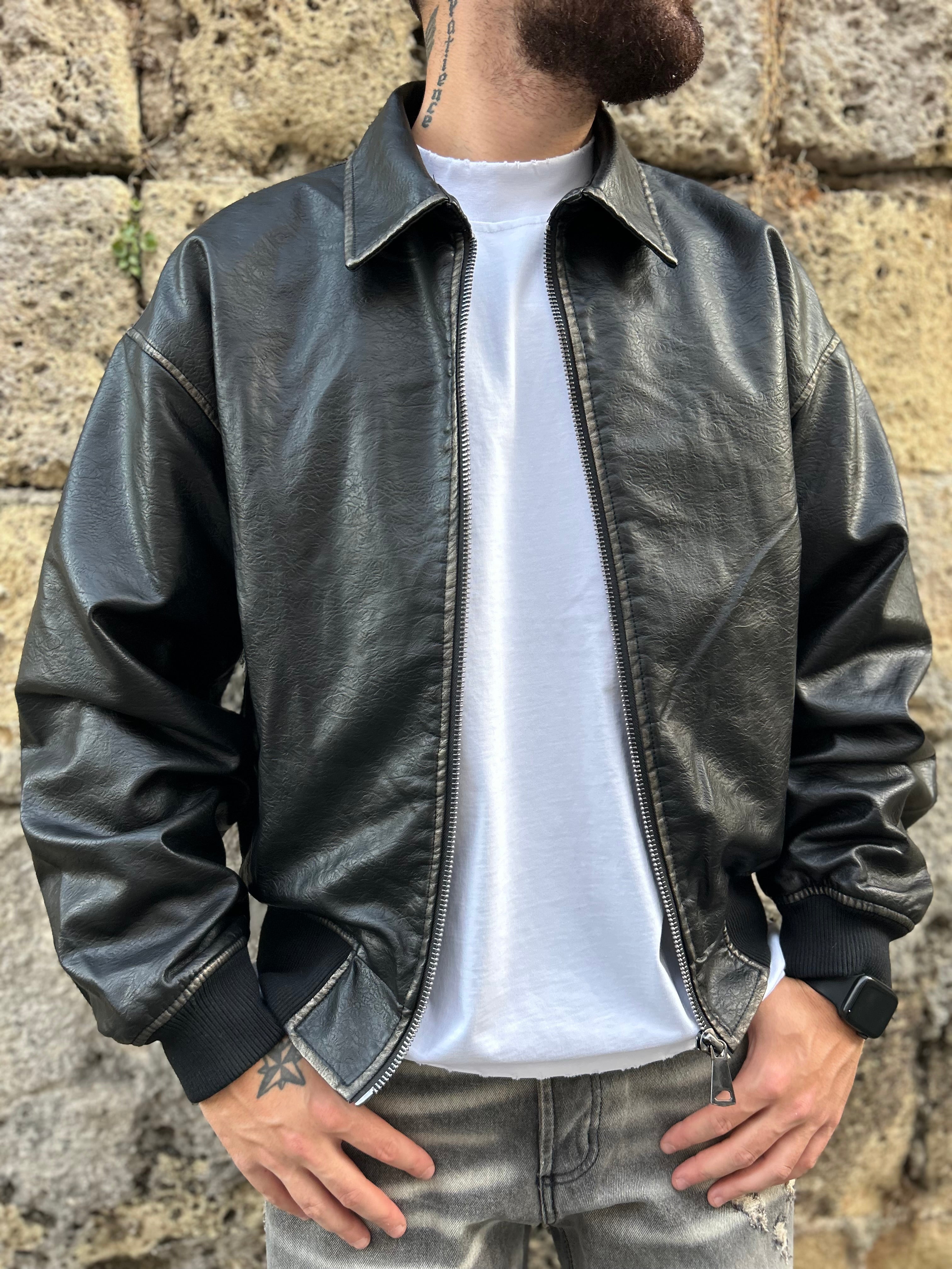 JACKET IN ECOPELLE EFFETTO VINTAGE