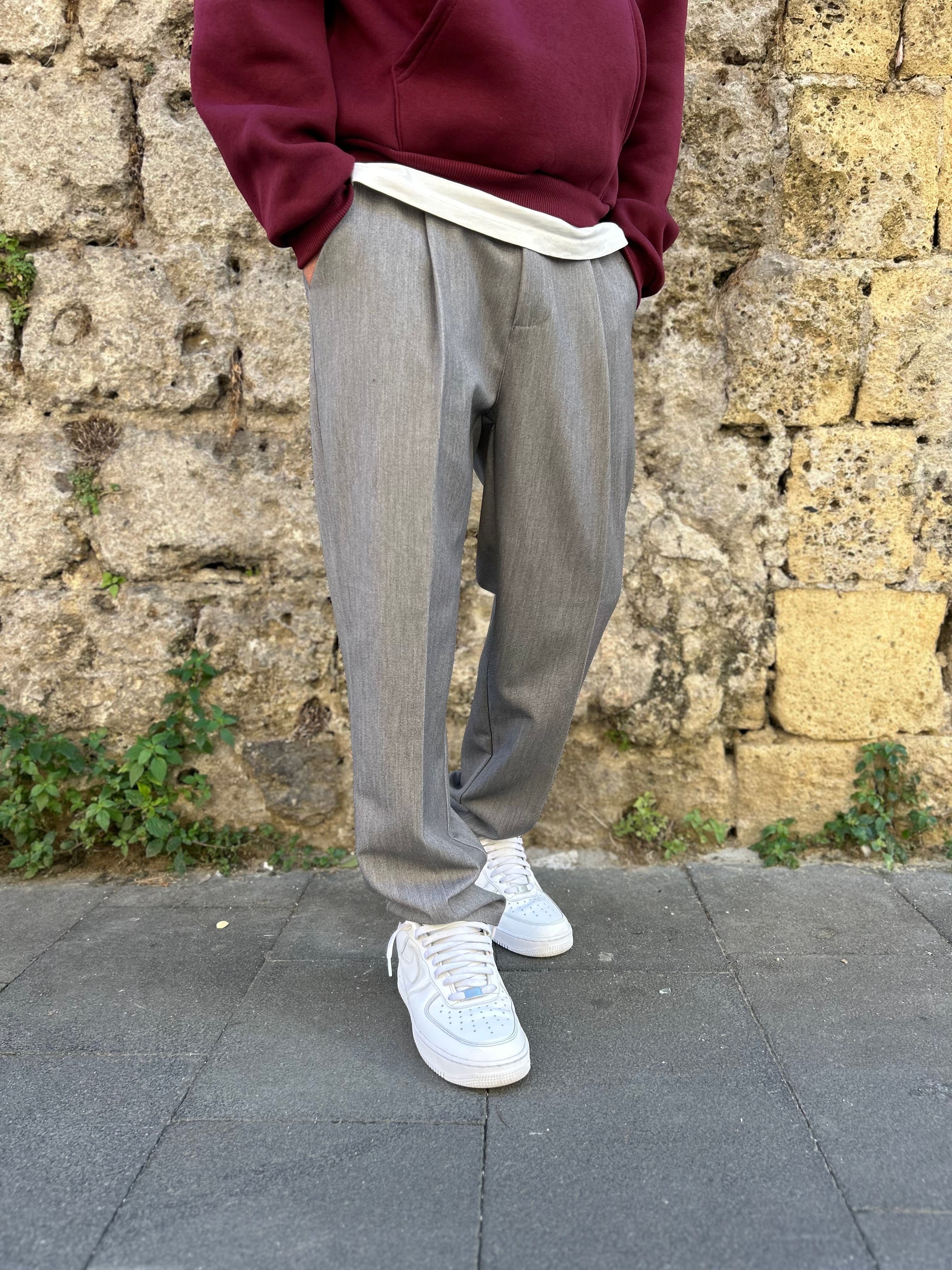 Pantalone Fondo Ampio Grigio
