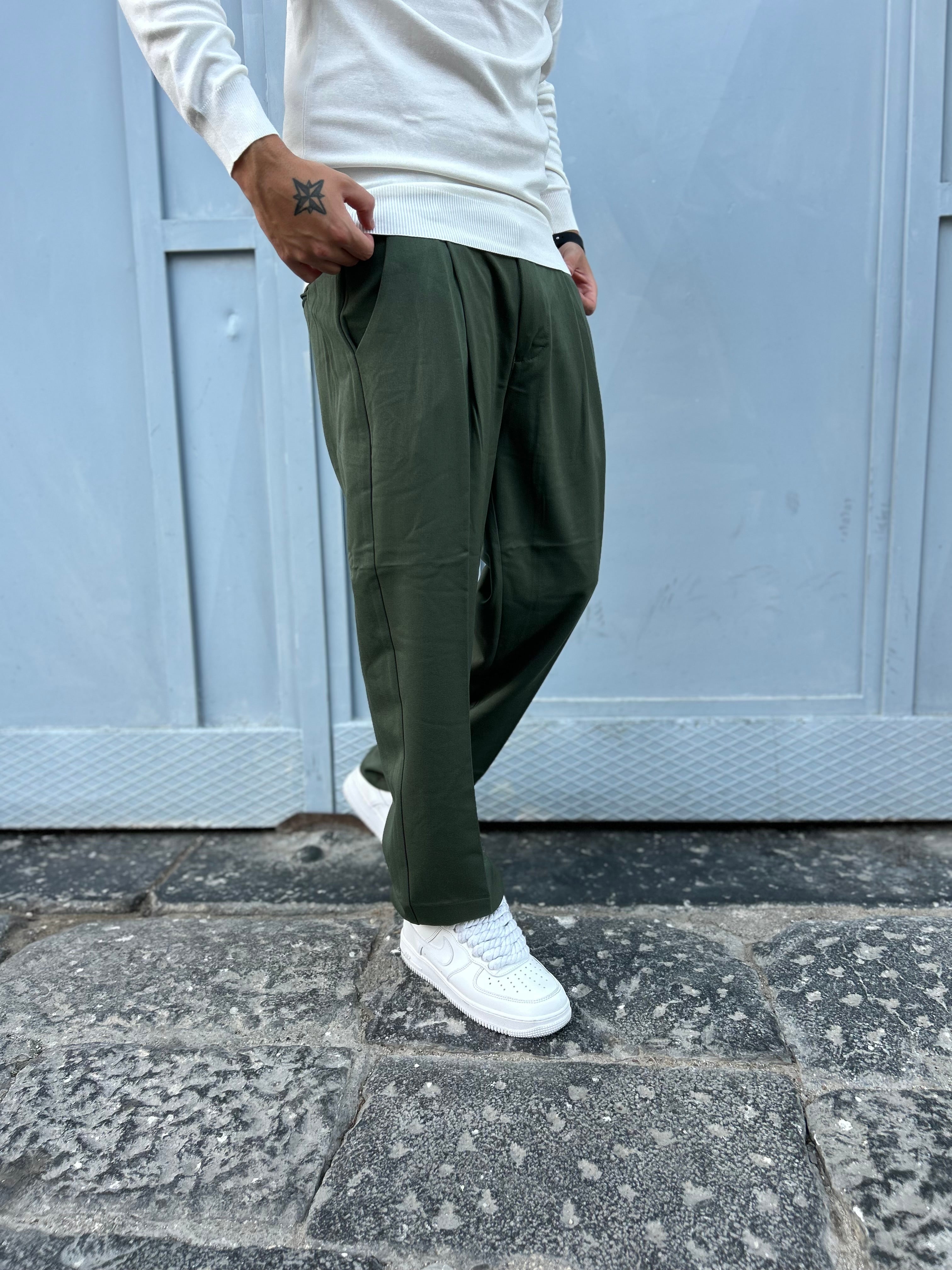 Pantalone Fondo Ampio Verde