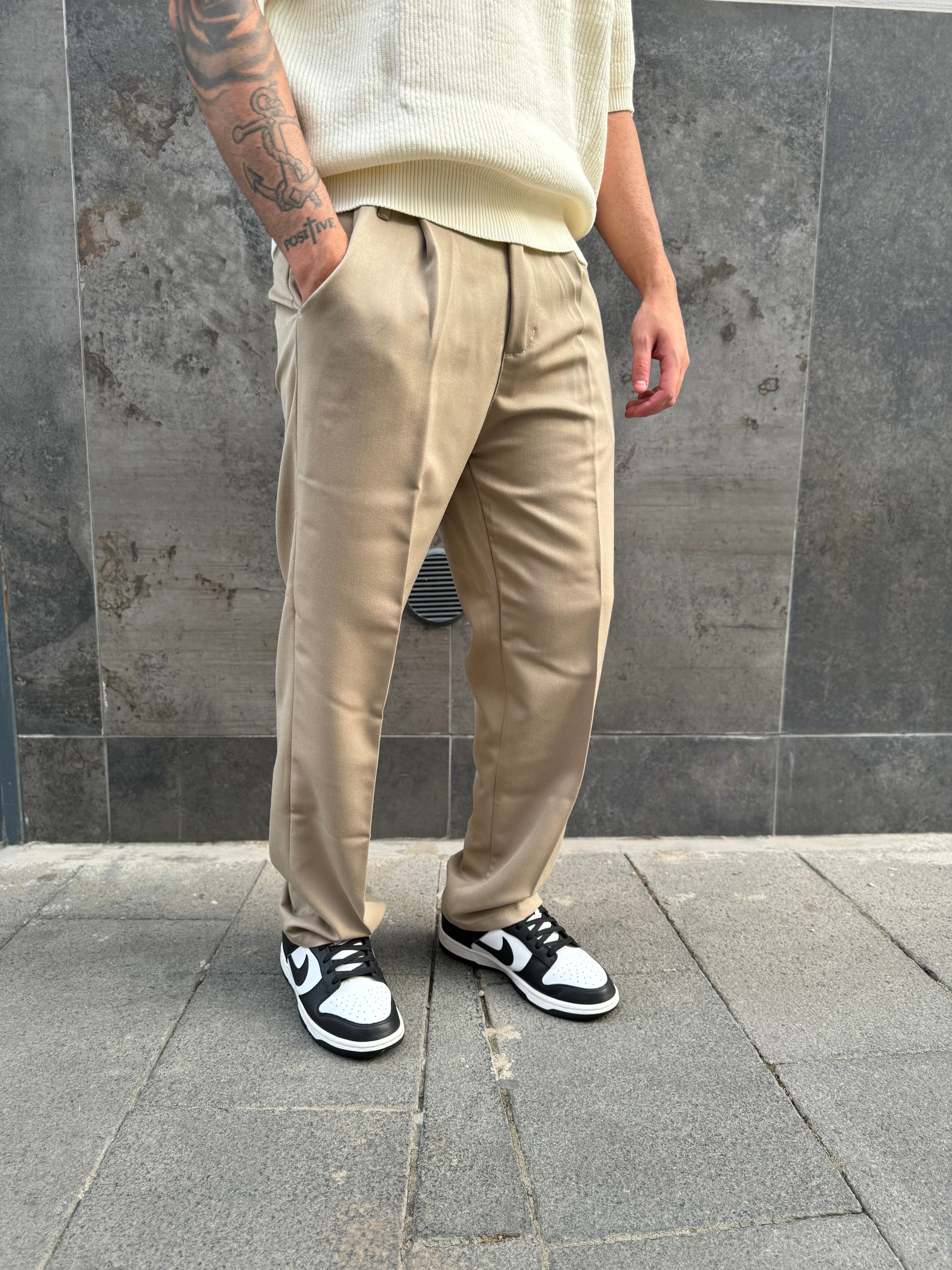 Pantalone Fondo Ampio Beige