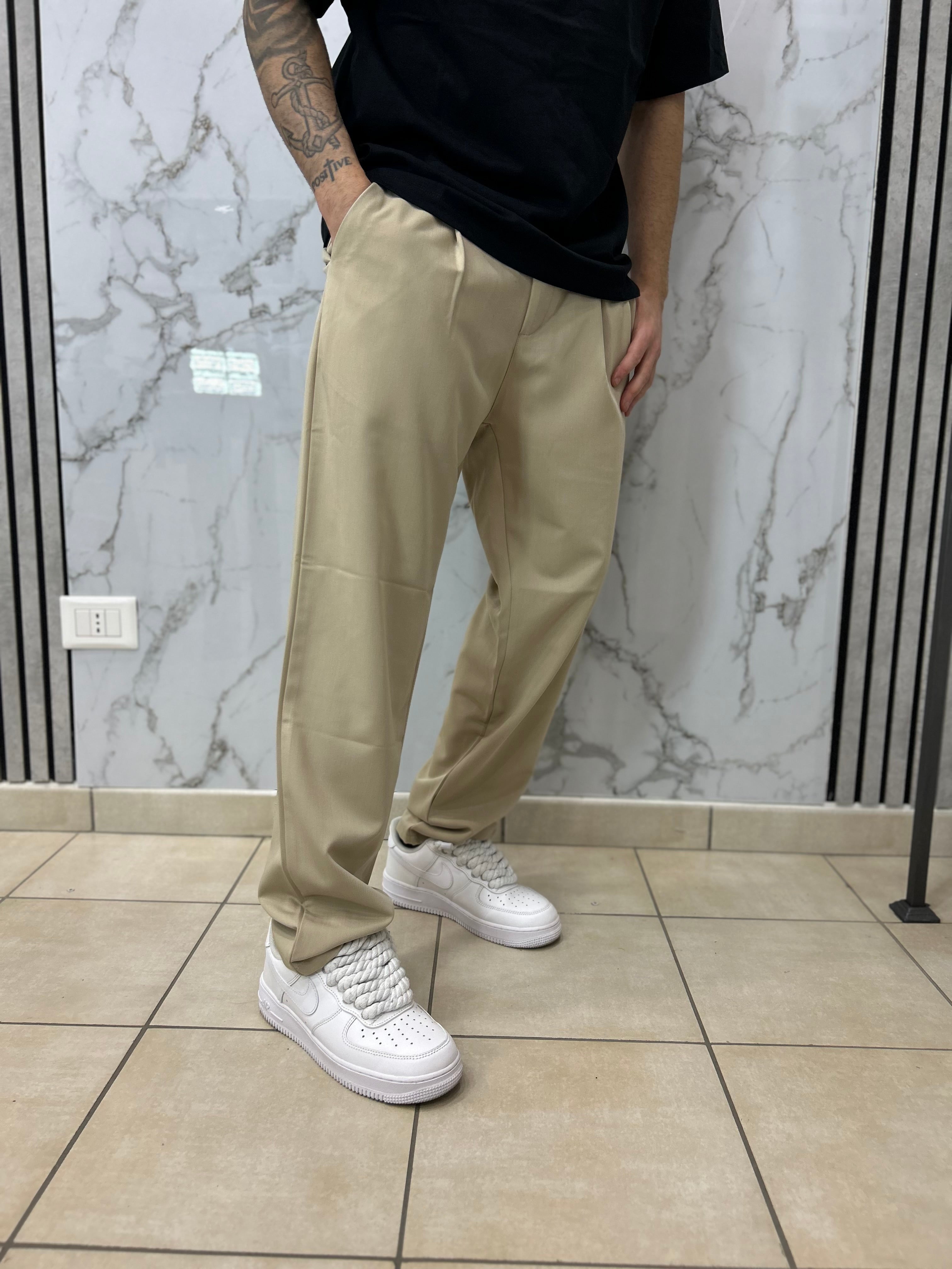 Pantalone Fondo Ampio Beige