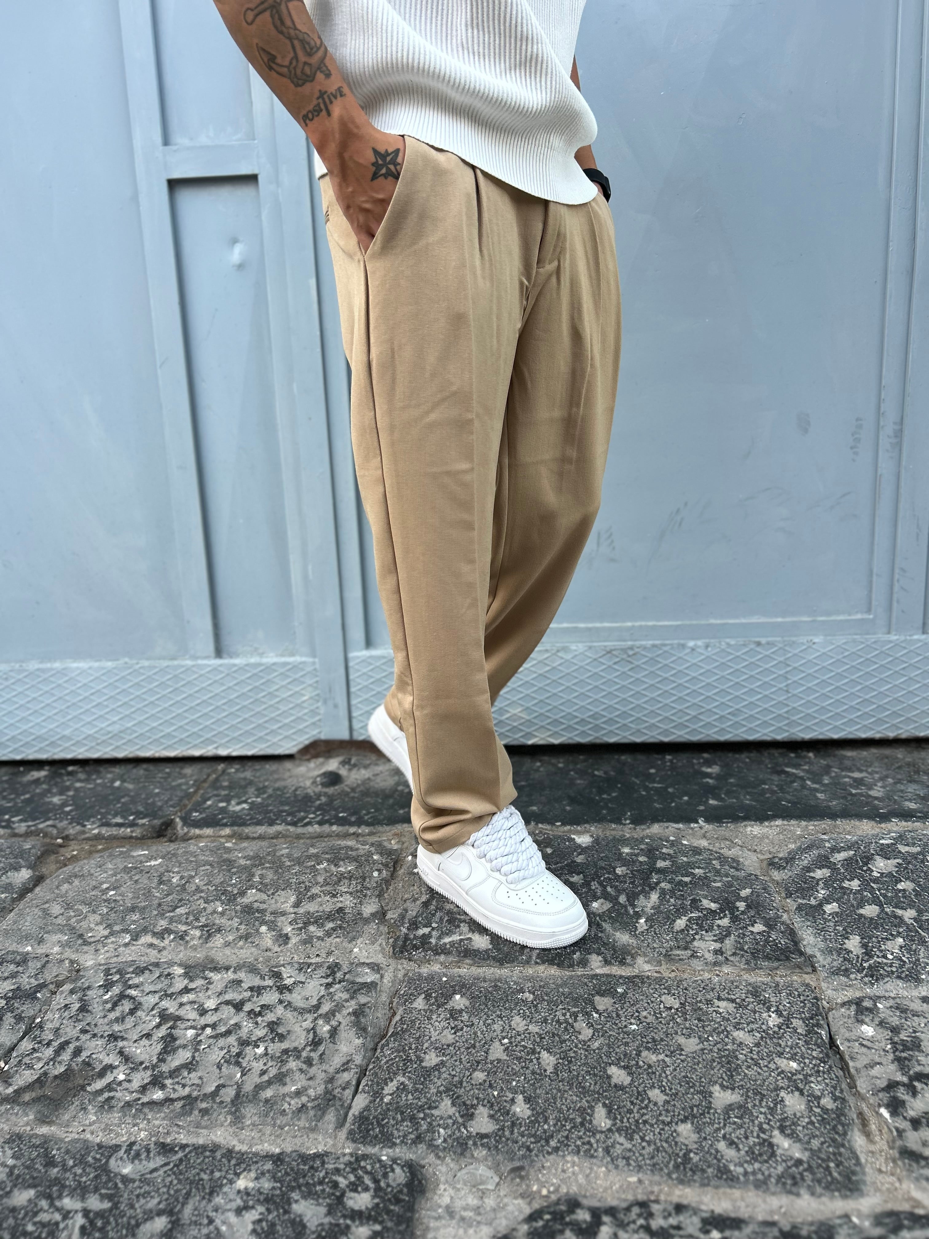 Pantalone Fondo Ampio Beige