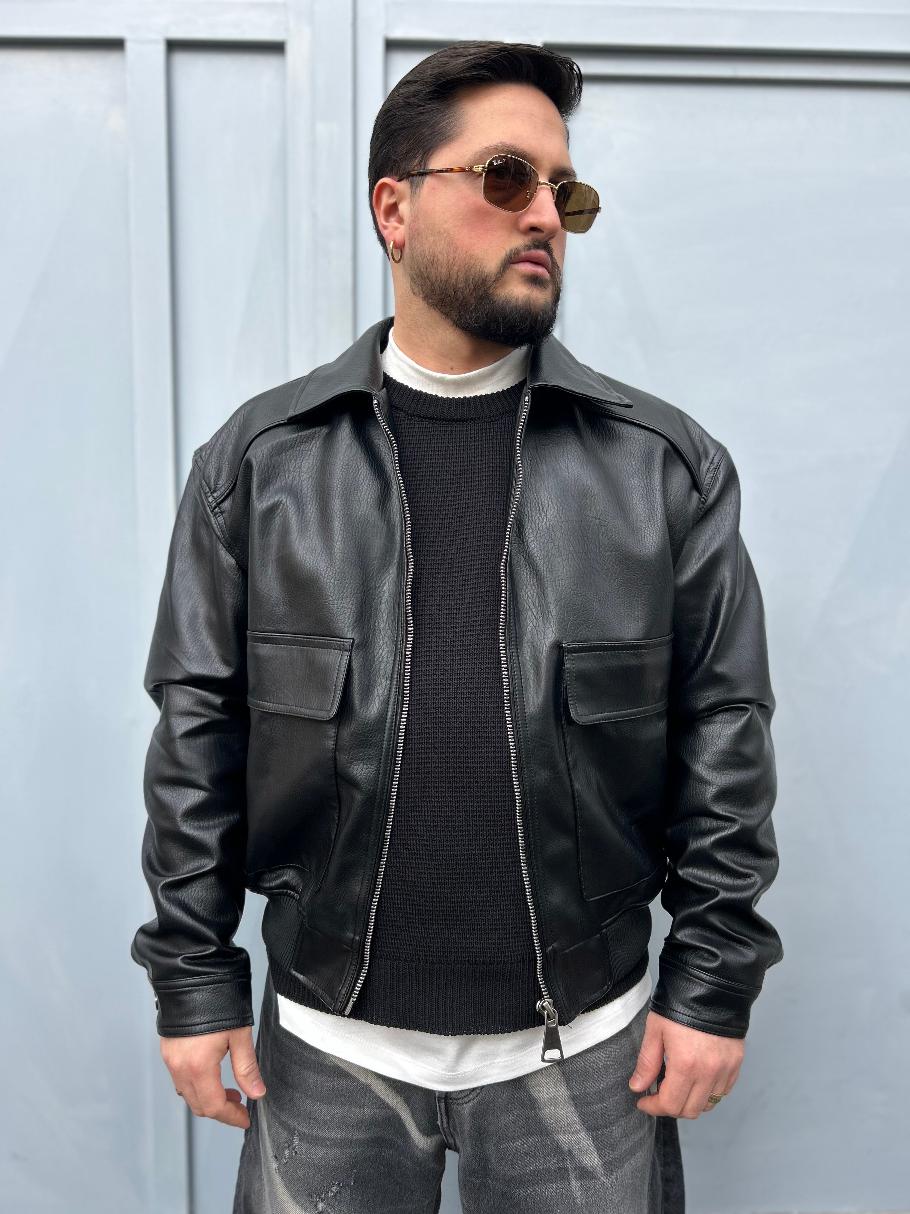 JACKET IN ECOPELLE NERO