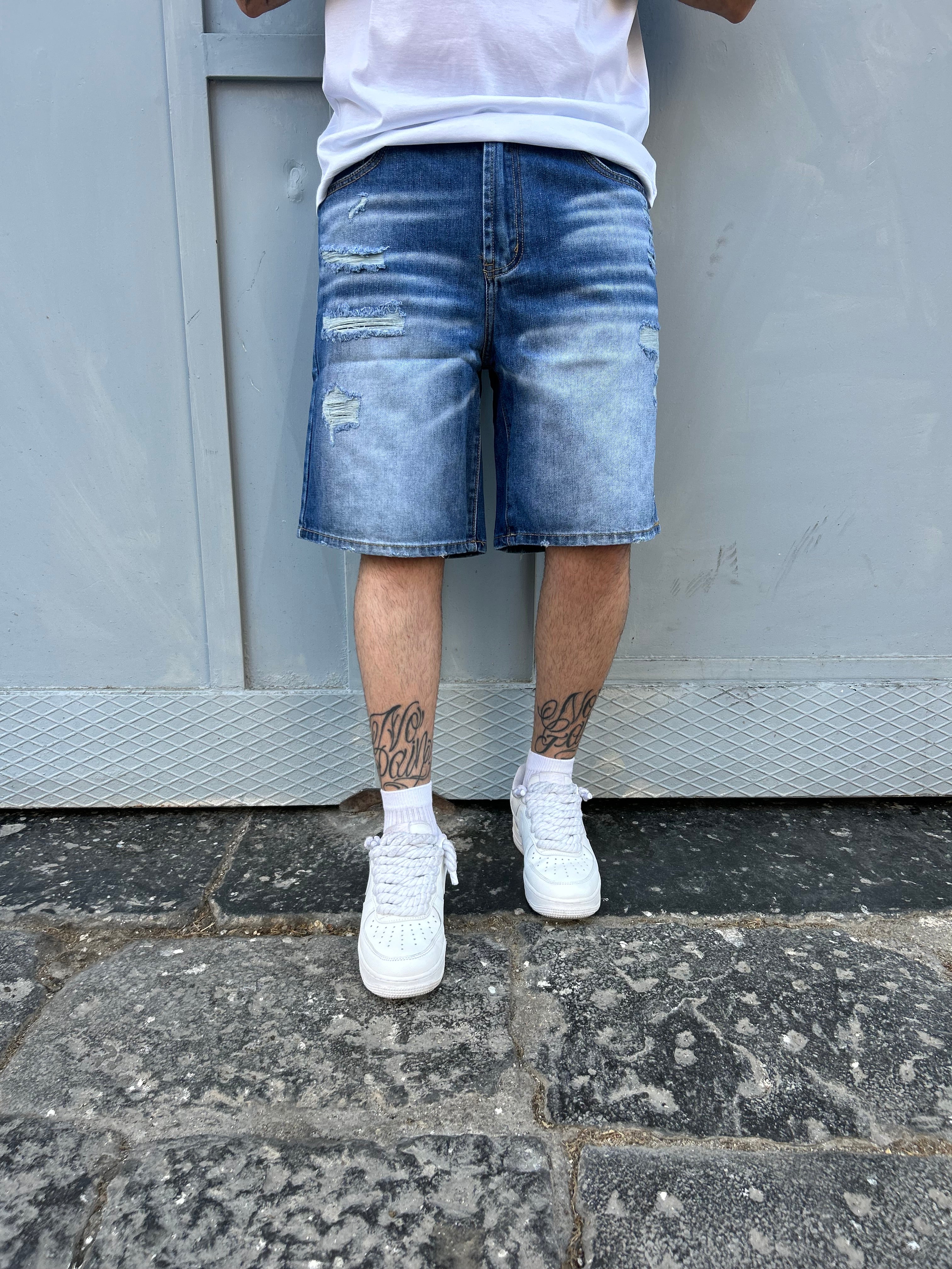 BERMUDA JEANS SFRANGIATO CHIARO