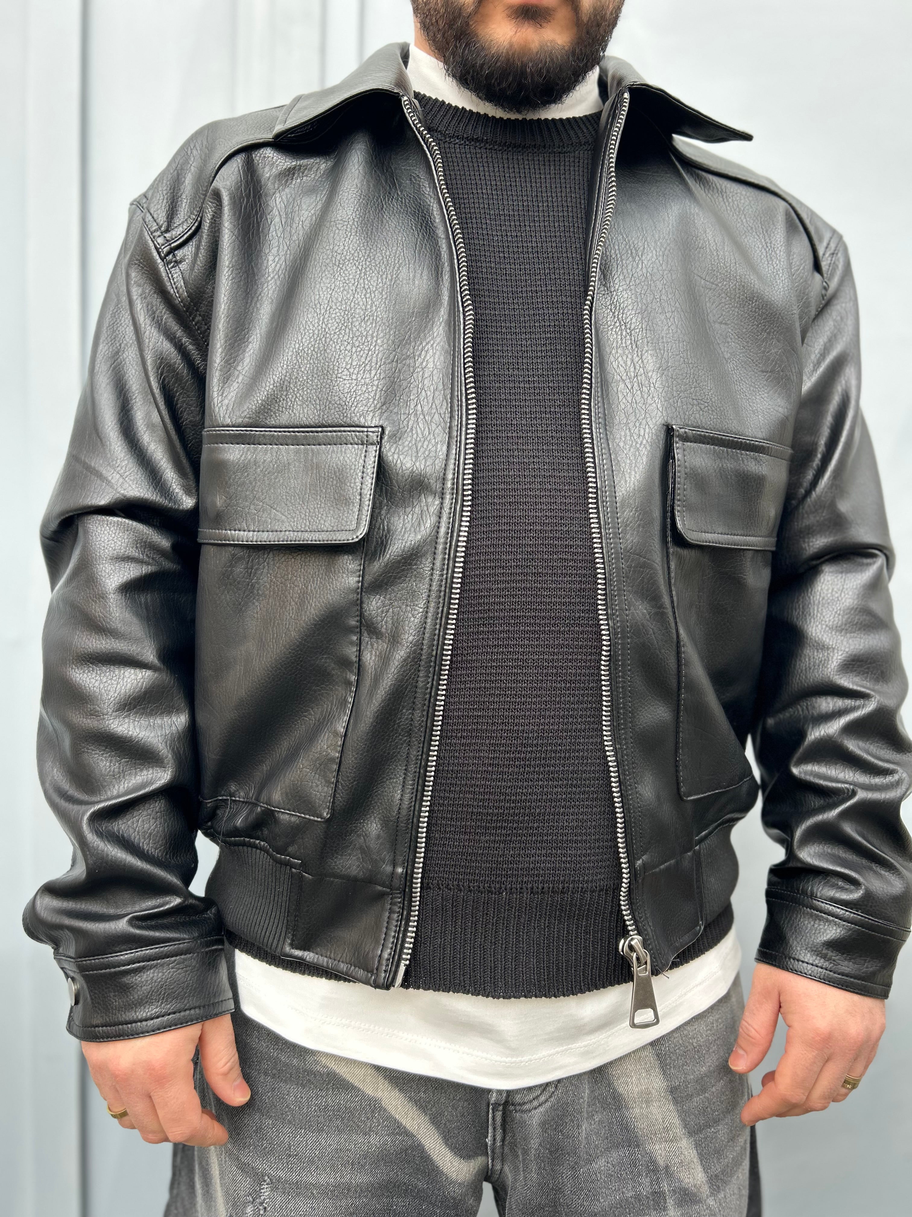 JACKET IN ECOPELLE NERO