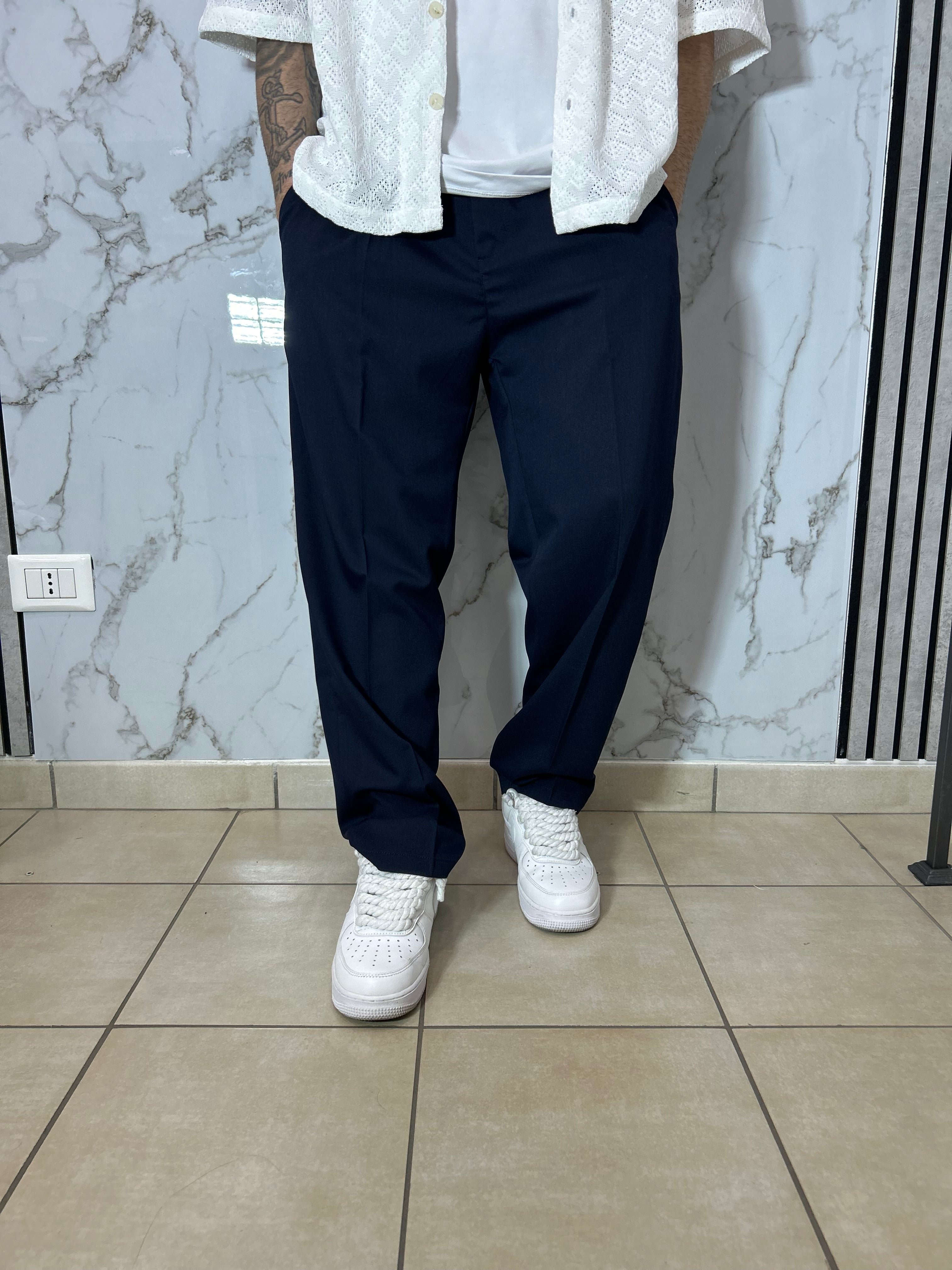 Pantalone Fondo Ampio Blu