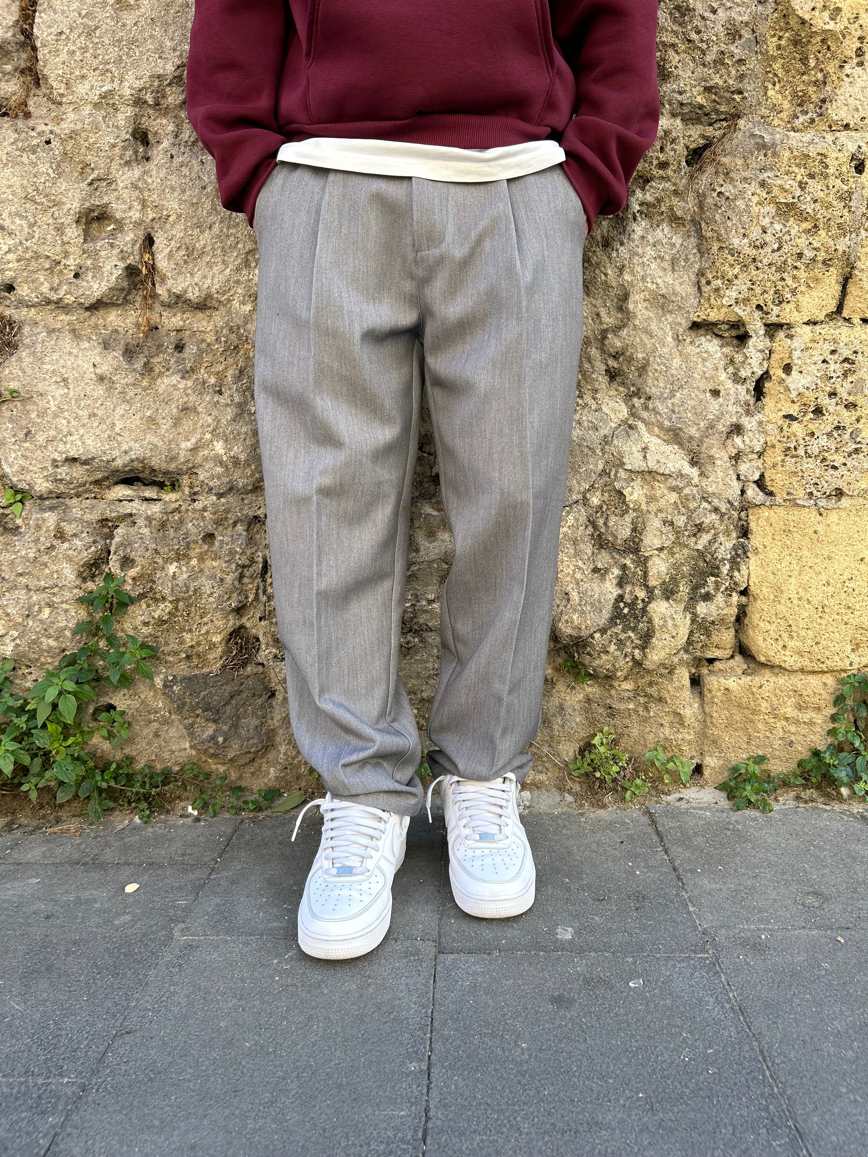 Pantalone Fondo Ampio Grigio