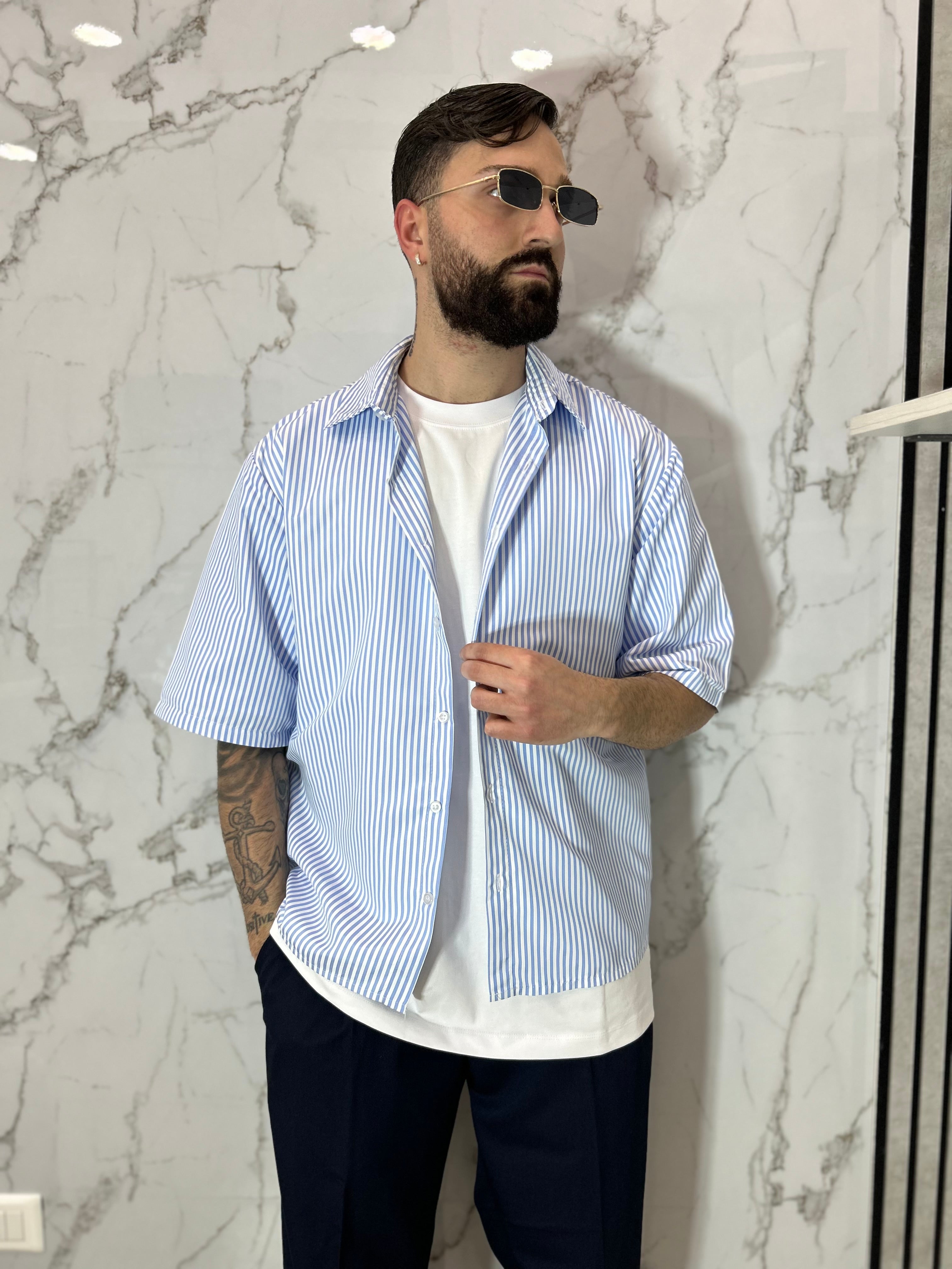CAMICIA A RIGHE MEZZA MANICA
