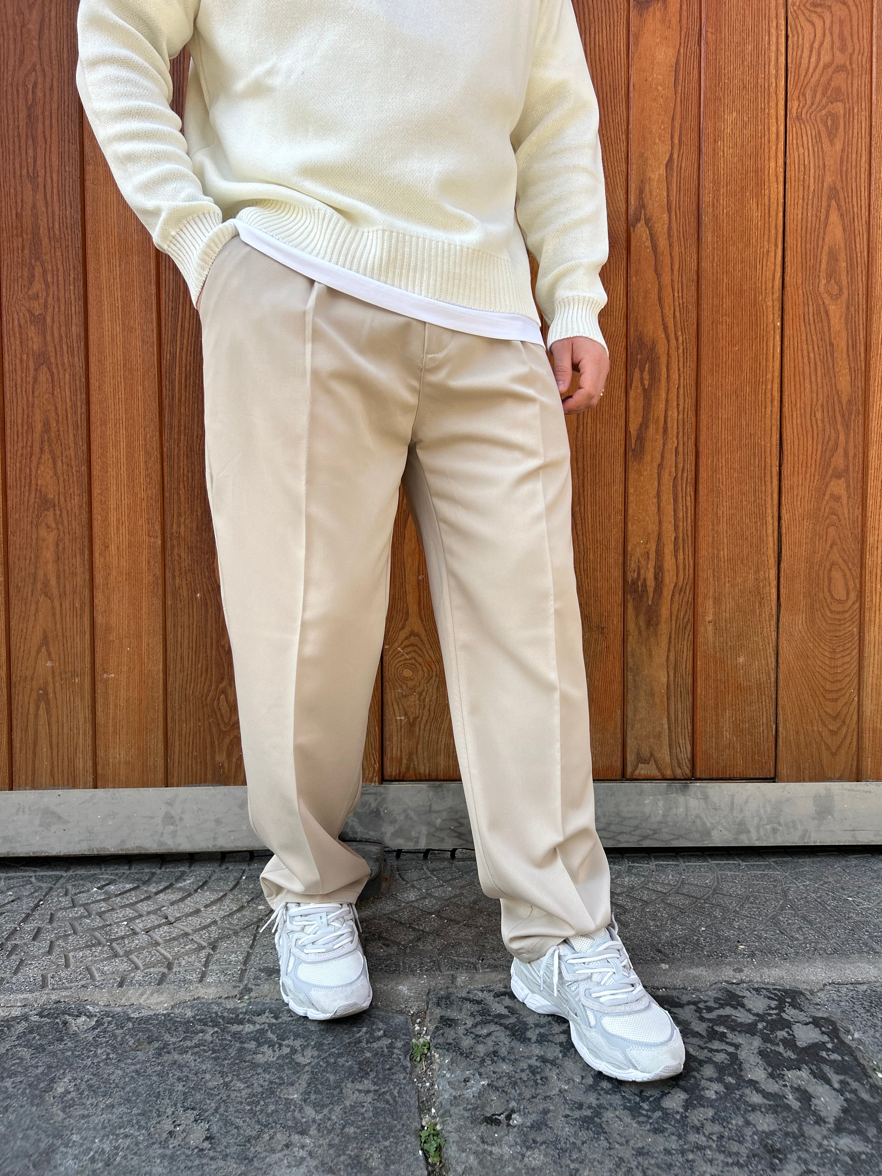 Pantalone Fondo Ampio Beige