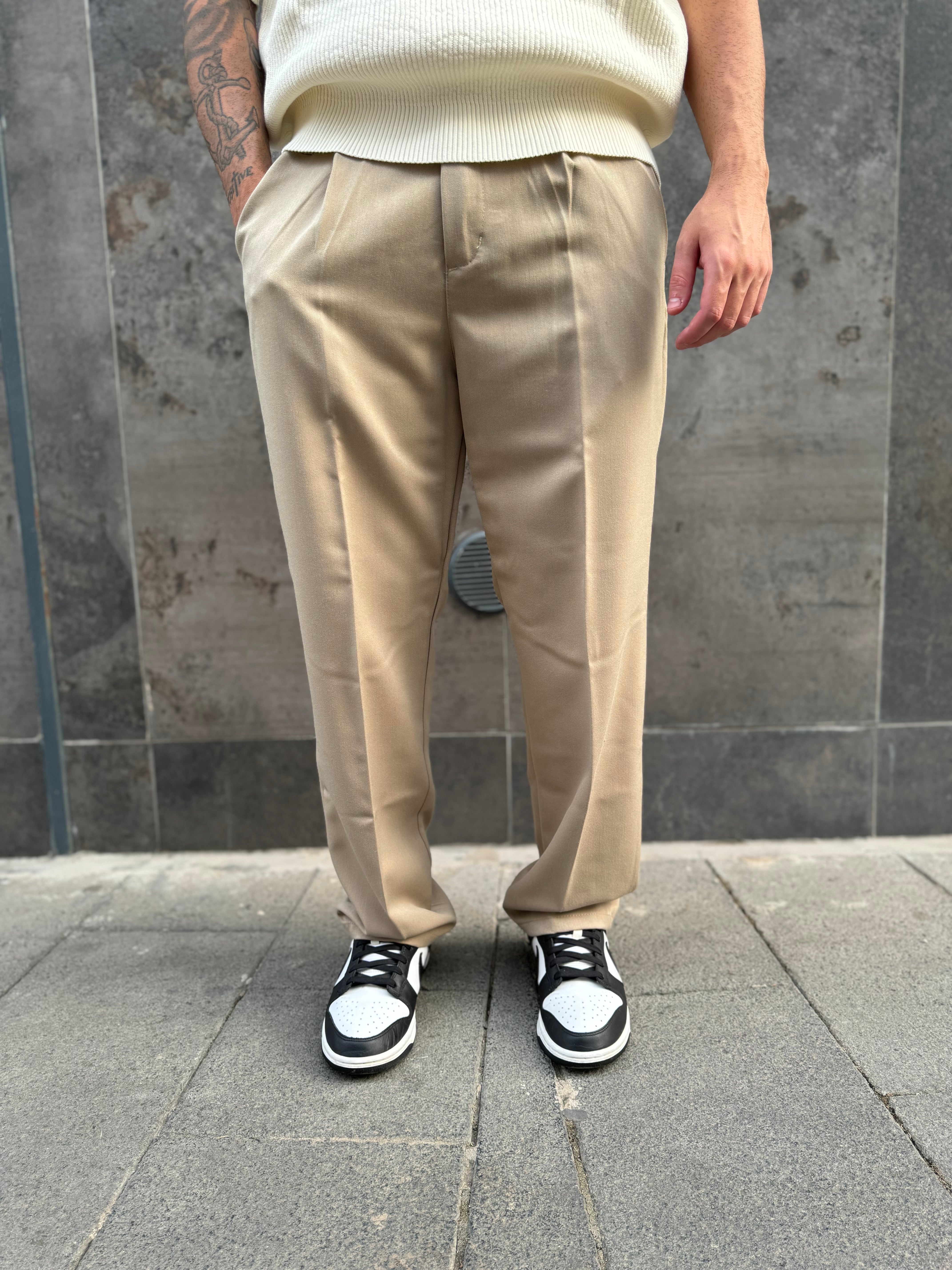 Pantalone Fondo Ampio Beige