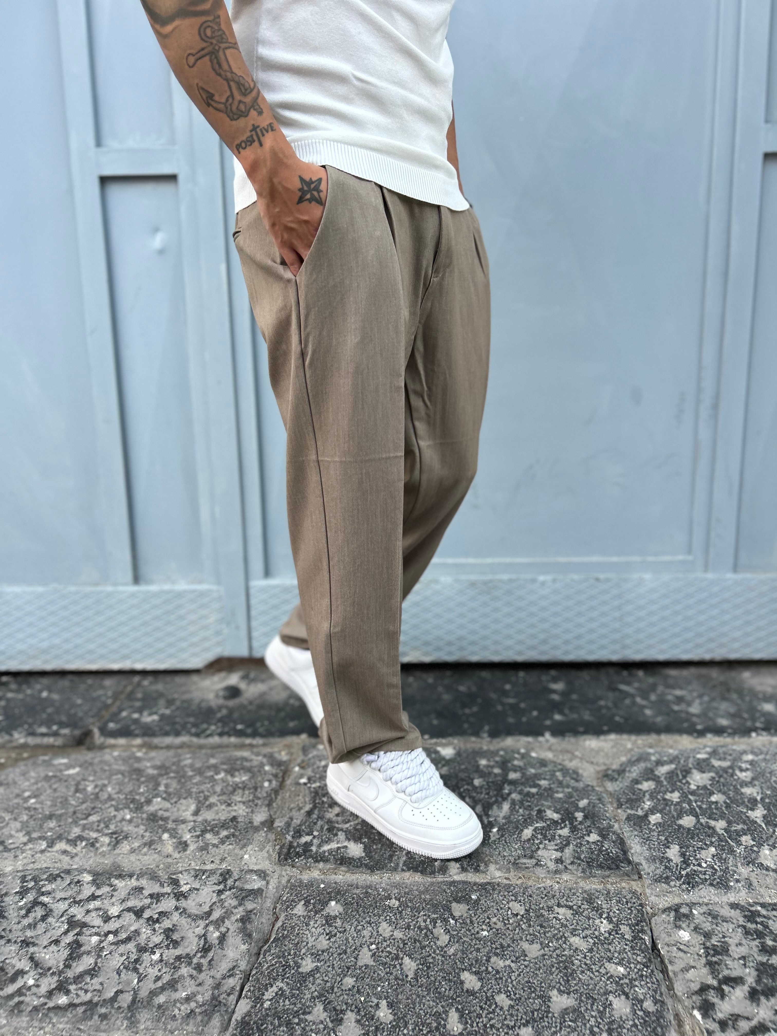 Pantalone Fondo Ampio Tortora