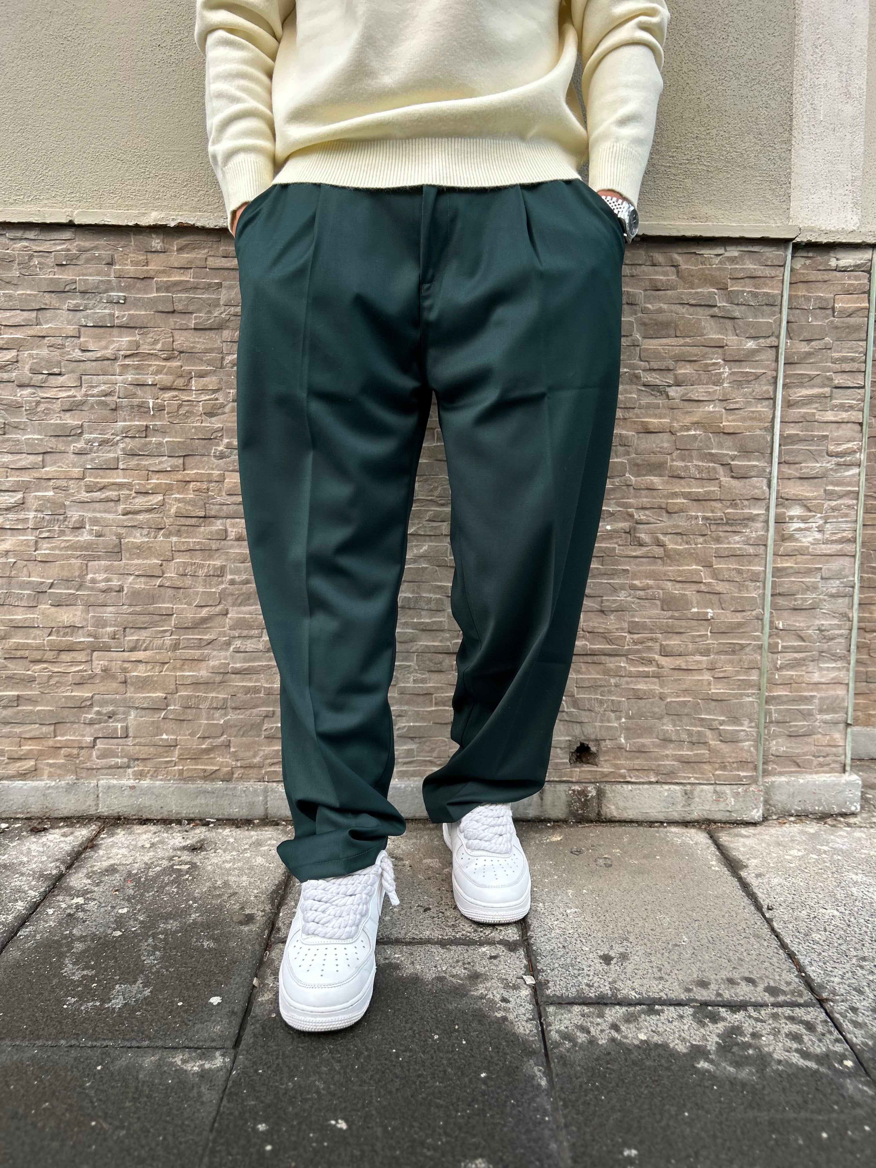 Pantalone Fondo Ampio Verde Gucci