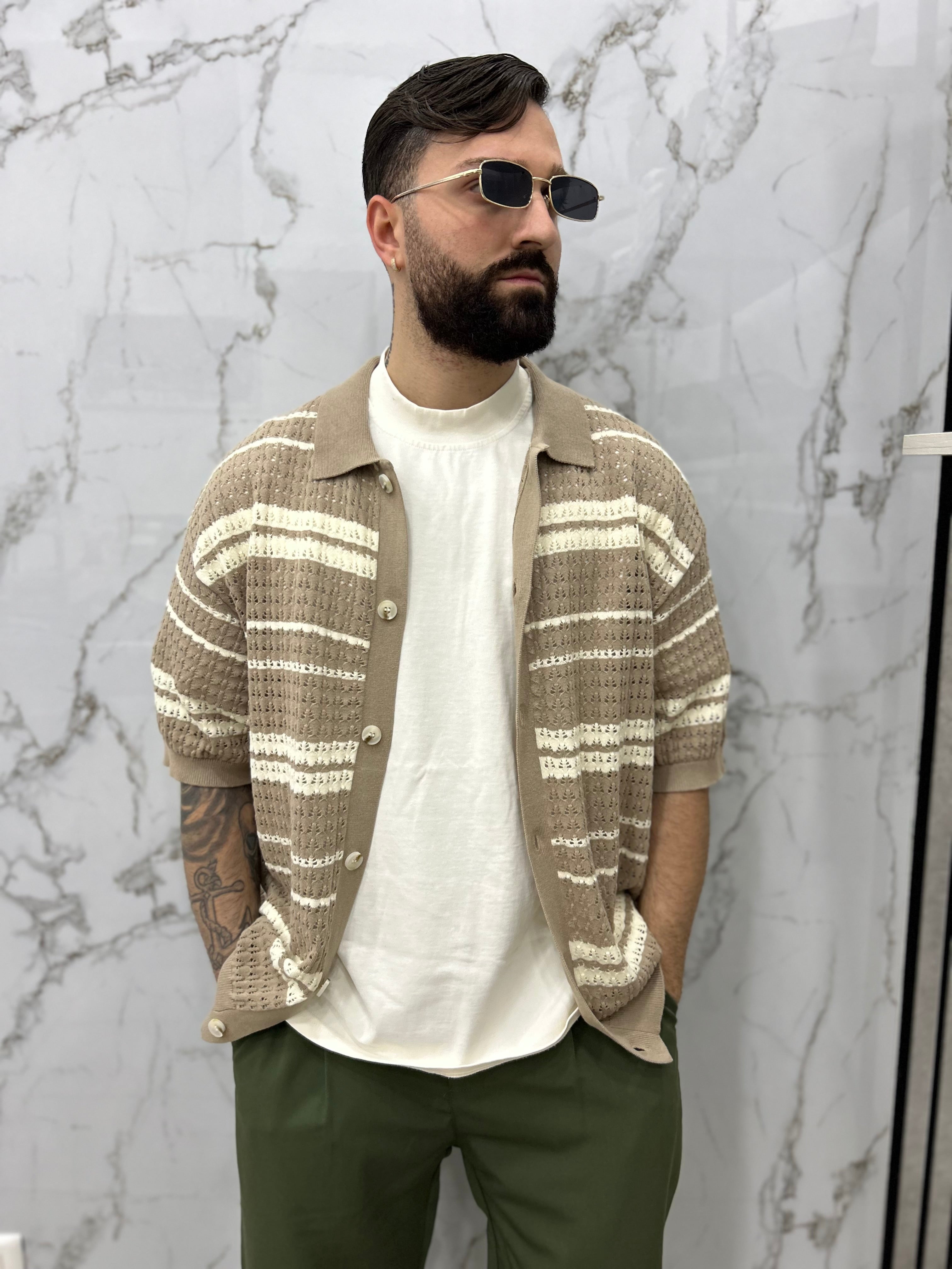 CARDIGAN TRAFORATO A FASCIA