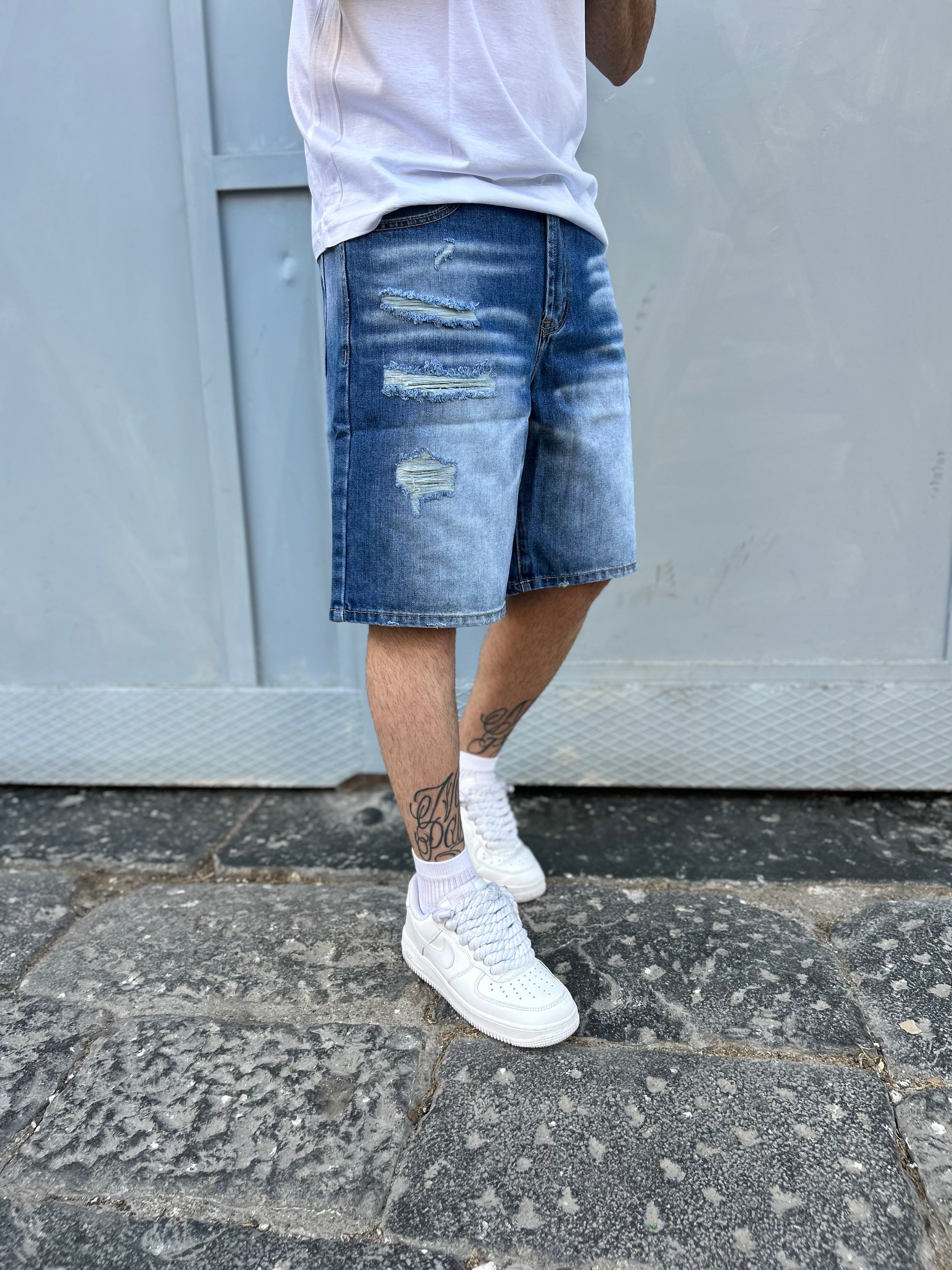 BERMUDA JEANS SFRANGIATO CHIARO