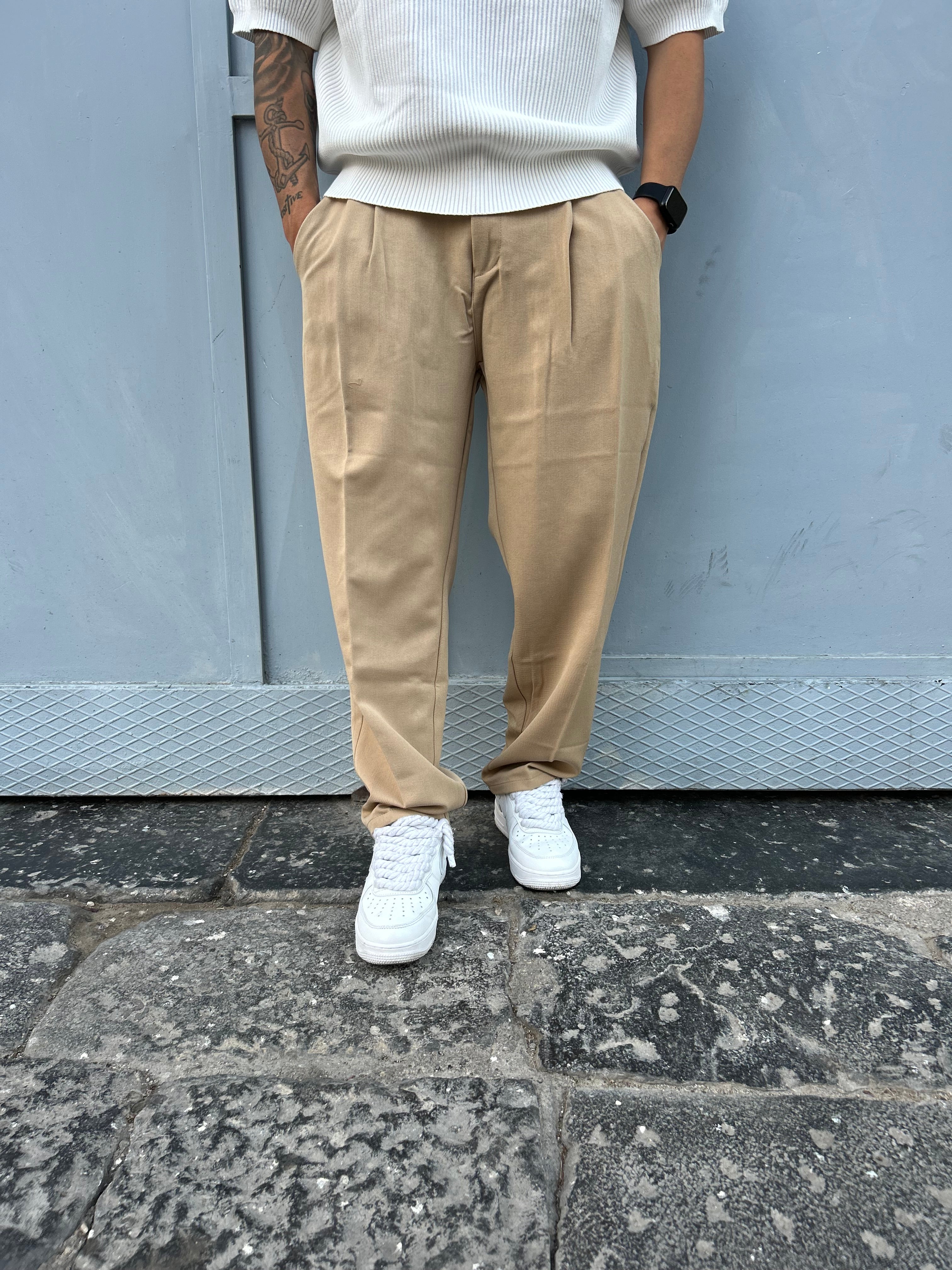 Pantalone Fondo Ampio Beige